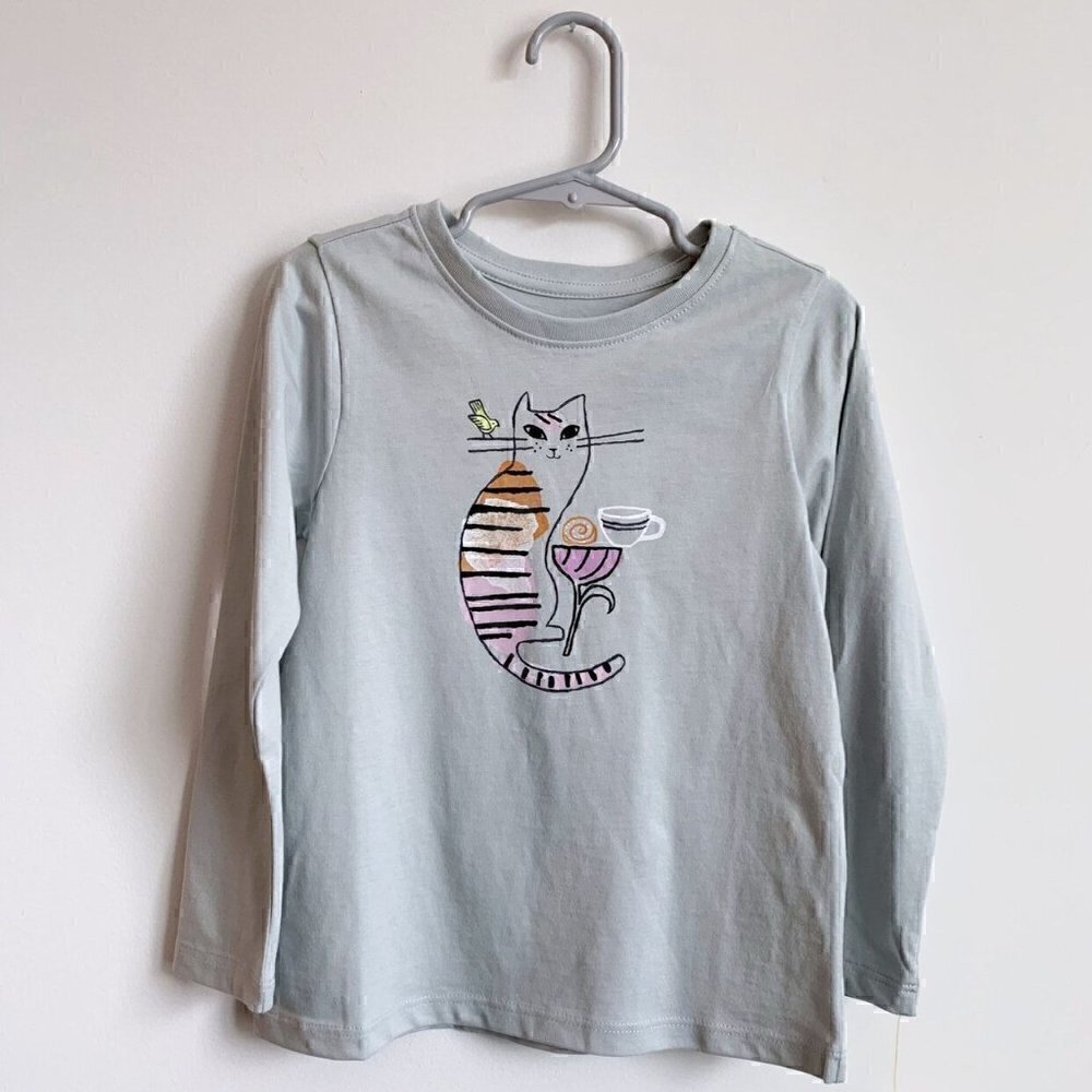 NWT Tea Collection Cat Girl Long Sleeve Tee, 2 Years 2T